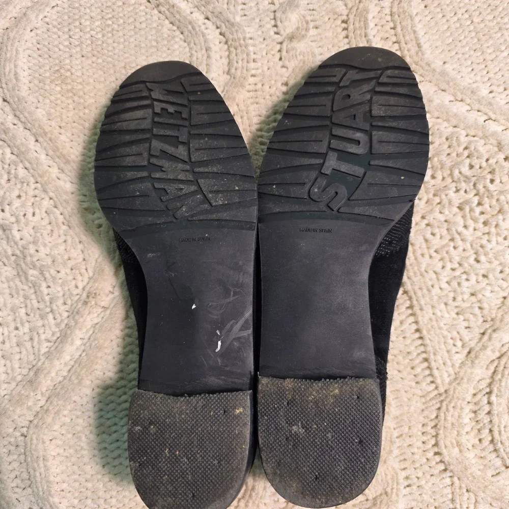 VTG Stuart Weitzman Tassel Loafers Black Suede Brogue‎ Womens 7.5 M Excellent